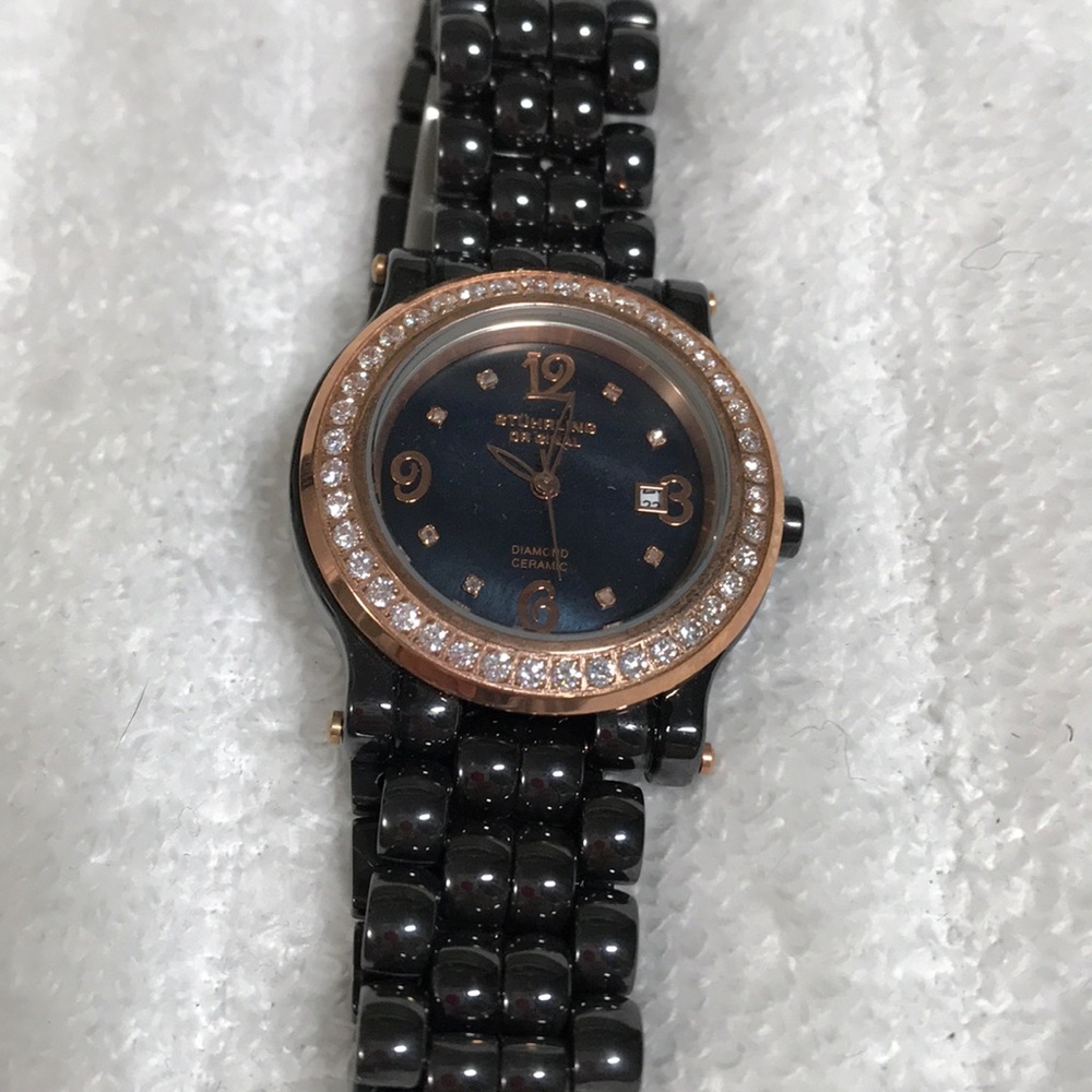 Sturhling watch. Rose gold accents carbon grey